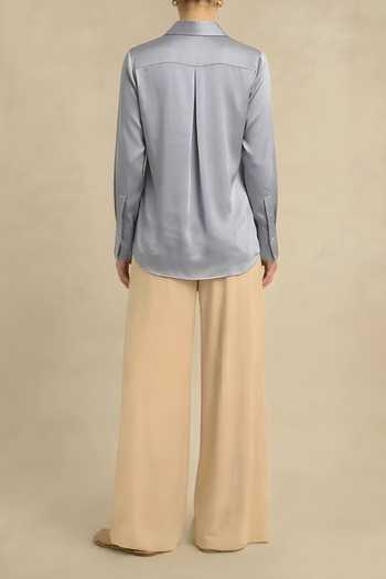 Neora By Nehal Chopra Steel Grey Wrap Shirt For Kids