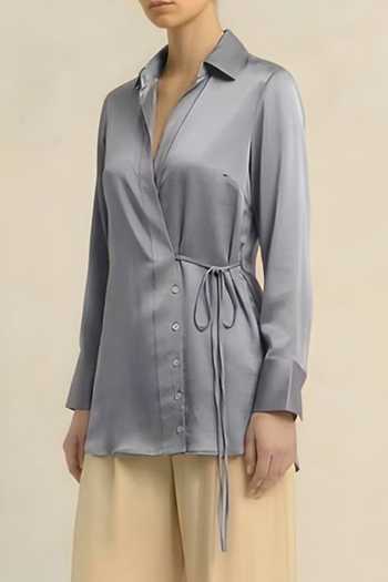 Neora By Nehal Chopra_Grey Steel Wrap Shirt For Kids_Online_at_Aza_Fashions