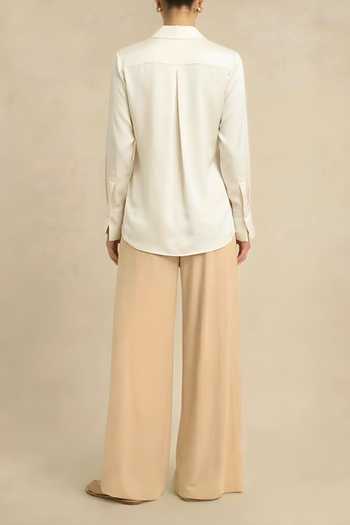 Neora By Nehal Chopra Ivory White Wrap Shirt For Kids
