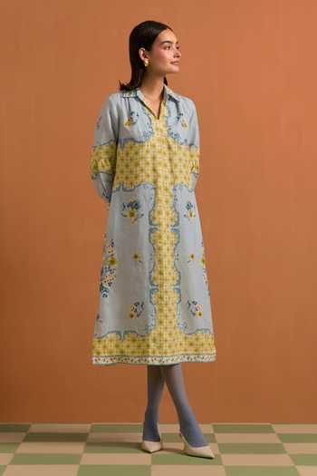 POZRUH Verdant Straight Embroidered Shirt Dress 