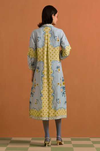 POZRUH Verdant Straight Embroidered Shirt Dress 