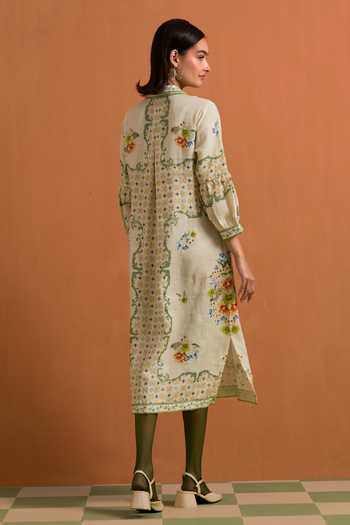 POZRUH Verdant Embroidered Shirt Dress 