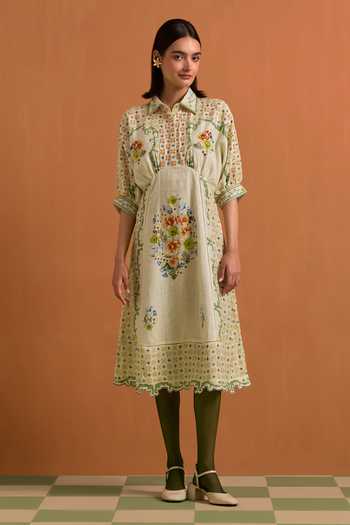 POZRUH Verdant Printed Kimono Dress 