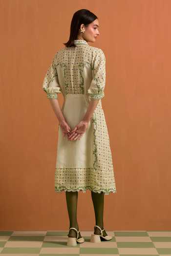 POZRUH Verdant Printed Kimono Dress 