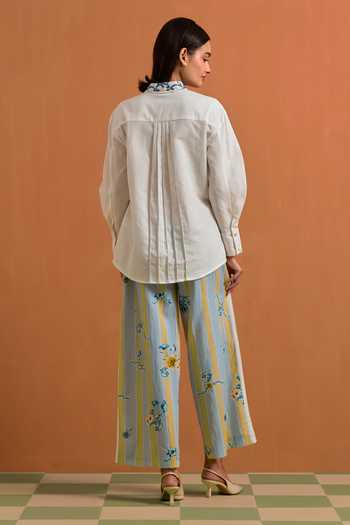 POZRUH Aurelia Floral Embroidered Shirt & Trouser Set 