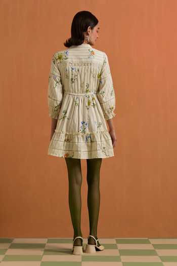 POZRUH Verdant  Mini Striped Dress 