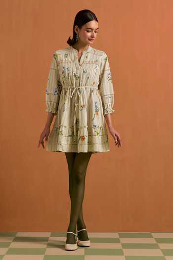 POZRUH Verdant  Mini Striped Dress 