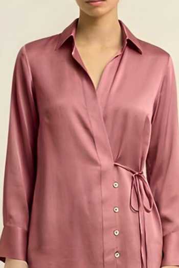 Neora By Nehal Chopra_Pink Wrap Shirt For Kids_Online_at_Aza_Fashions