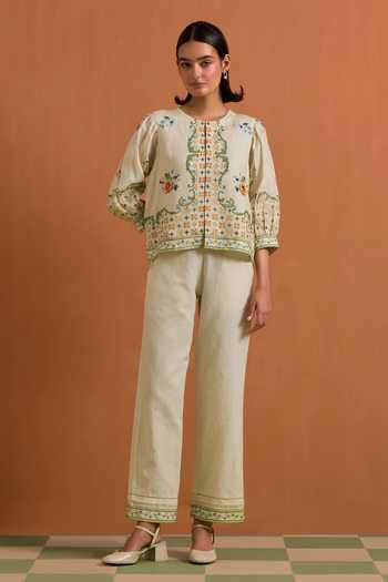 POZRUH Verdant Printed Top & Trouser Set 