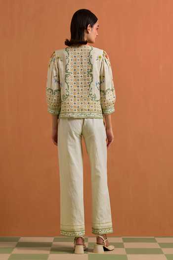 POZRUH Verdant Printed Top & Trouser Set 