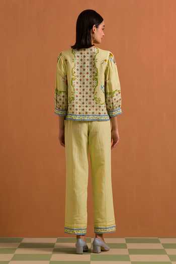 POZRUH Verdant Printed Top & Trouser Co-ord Set 