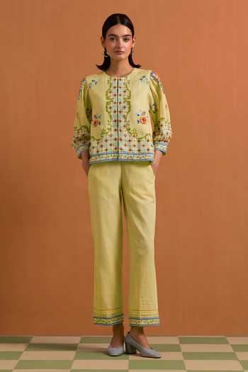 POZRUH Verdant Printed Top & Trouser Co-ord Set 