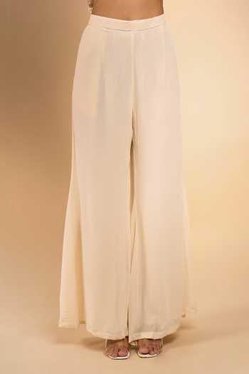 Buy Samyukta Singhania Ivory Chanderi Round Neck Embroidered Jacket And Pant Set Online at Aza Fashions Buy_Samyukta Singhania_Ivory Chanderi Round Neck Embroidered Jacket And Pant Set _Online_at_Aza_Fashions