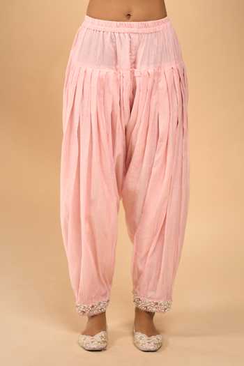 Buy Samyukta Singhania Pink Chanderi V-neck Embroidered Kurta And Salwar Set Online at Aza Fashions Buy_Samyukta Singhania_Pink Chanderi V-neck Embroidered Kurta And Salwar Set _Online_at_Aza_Fashions