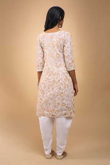 Samyukta Singhania Machine Embroidered Chanderi Kurta Set with Dhoti Pant