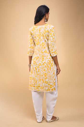 Samyukta Singhania Machine Embroidered Chanderi Kurta Set with Dhoti Pant and Dupatta