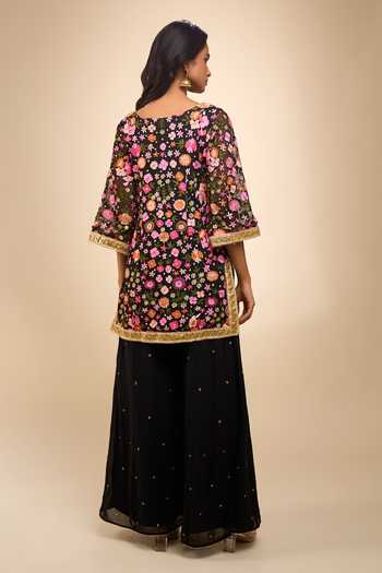 Samyukta Singhania Machine Embroidered Floral Net Kurta Set With Dupatta 