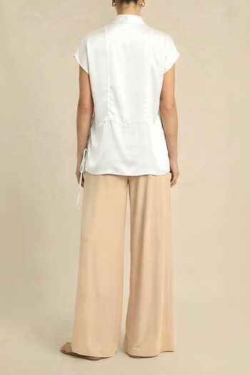 Neora By Nehal Chopra Ivory White Crew Neck Top For Kids