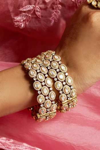 Preeti Mohan Taanusiya Antique Finish Polki Bangles - Set of 2 