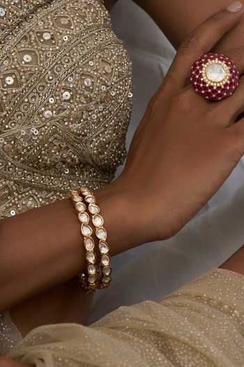 Buy Preeti Mohan Gold Plated Kinjal Moissanite Bangles - Set Of 2 Online at Aza Fashions Buy_Preeti Mohan_Gold Plated Kinjal Moissanite Bangles - Set Of 2 _Online_at_Aza_Fashions
