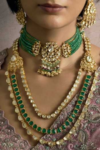 Preeti Mohan Ira Polki Long Layered Necklace 
