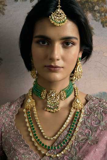 Preeti Mohan Ira Polki Long Layered Necklace 