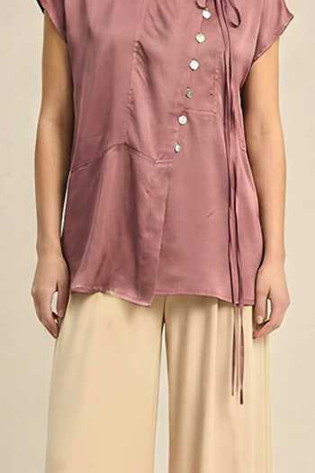 Neora By Nehal Chopra Pink Crew Neck Top For Kids