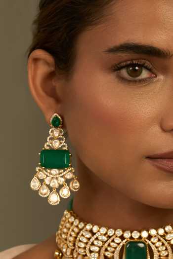 Buy_Preeti Mohan_Gold Plated Anvita Polki Statement Earrings _Online_at_Aza_Fashions