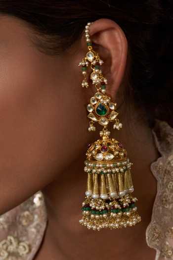 Buy_Preeti Mohan_Gold Plated Shifa Kundan Jhumkas _Online_at_Aza_Fashions