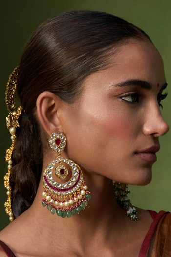 Preeti Mohan Devisha Kundan Chandbali Earrings 