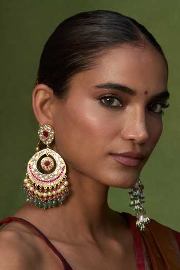 Preeti Mohan Devisha Kundan Chandbali Earrings 