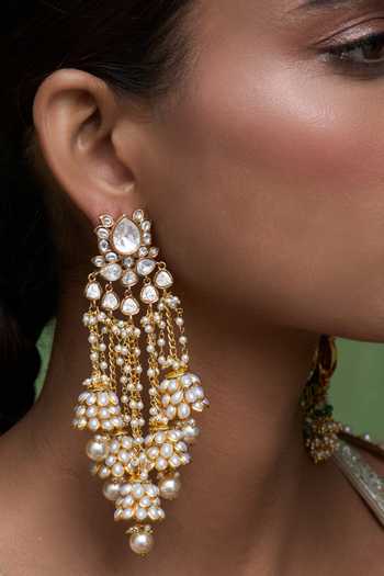 Preeti Mohan Gold Plated Chahak Polki Chandelier Earrings Online at Aza Fashions Preeti Mohan_Gold Plated Chahak Polki Chandelier Earrings _Online_at_Aza_Fashions