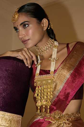 Preeti Mohan Yamika Kundan Long Pendant Necklace 