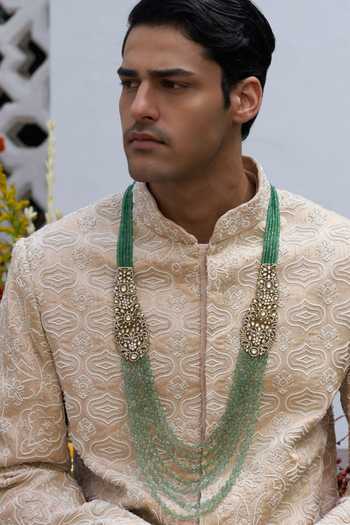 Preeti Mohan Green Shrest Antique Finish Polki Necklace Online at Aza Fashions Preeti Mohan_Green Shrest Antique Finish Polki Necklace _Online_at_Aza_Fashions
