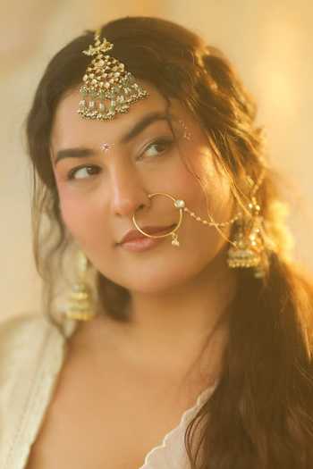 Preeti Mohan_Gold Plated Saina Polki Nose Ring _Online_at_Aza_Fashions