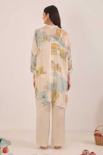 Shivani Bhargava Safar Printed Silk Organza Kimono Kurta 