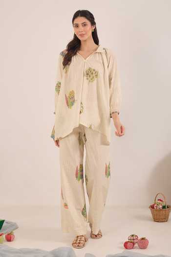 Shivani Bhargava Gulposh Cotton Raglan Sleeve Shirt & Pant Set 