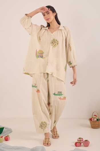 Shivani Bhargava Gulposh Cotton Raglan Sleeve Kurta With Boat Pant 