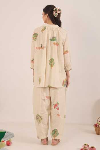 Shivani Bhargava Gulposh Cotton Raglan Sleeve Kurta With Boat Pant 