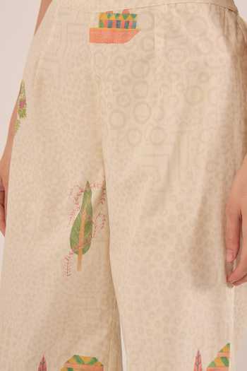 Shop Shivani Bhargava Cream Cotton Mandarin Collar Gulposh Kimono Top And Pant Set Shop_Shivani Bhargava_Cream Cotton Mandarin Collar Gulposh Kimono Top And Pant Set