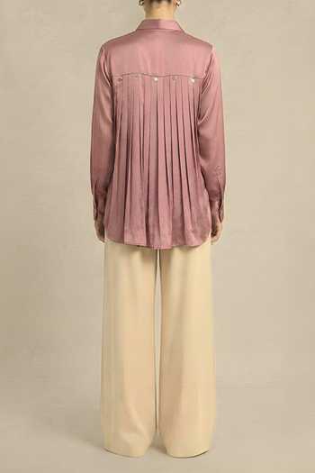 Neora By Nehal Chopra Pink Gathered Shirt For Kids