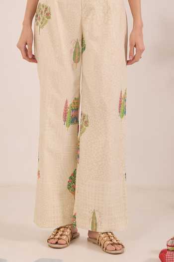Shop Shivani Bhargava Cream Cotton Notched Neck Gulposh Nature Print Kurta And Pant Set Online at Aza Fashions Shop_Shivani Bhargava_Cream Cotton Notched Neck Gulposh Nature Print Kurta And Pant Set _Online_at_Aza_Fashions