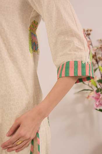 Buy Shivani Bhargava Cream Cotton Notched Neck Gulposh Nature Print Kurta And Pant Set Buy_Shivani Bhargava_Cream Cotton Notched Neck Gulposh Nature Print Kurta And Pant Set