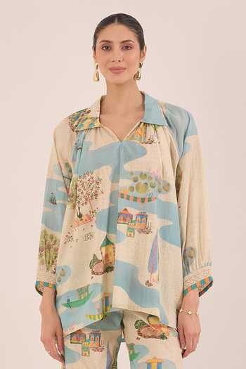 Shivani Bhargava Safar Scenic Print Cotton Top 