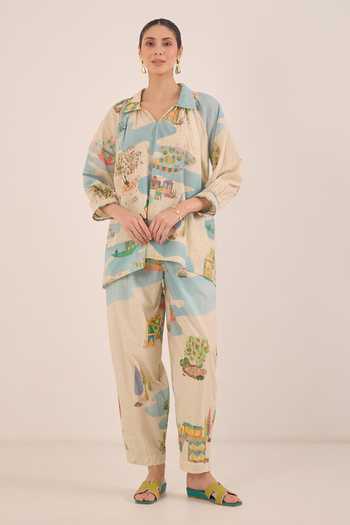 Shivani Bhargava Safar Scenic Print Cotton Top & Boat Pant Co-ord Set 