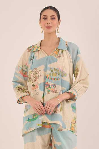 Shivani Bhargava Safar Scenic Print Cotton Top & Boat Pant Co-ord Set 