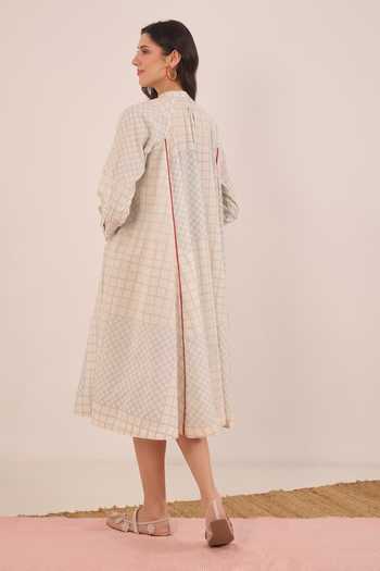 Shivani Bhargava Sheen Cotton Checkered Midi Dress 