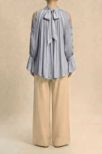 Neora By Nehal Chopra Steel Grey Halter Neck Top For Kids