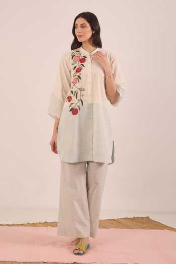 Shivani Bhargava Blue Cotton Mandarin Collar Poma Shepherd Check Apple Hem Tunic at Aza Fashions Shivani Bhargava_Blue Cotton Mandarin Collar Poma Shepherd Check Apple Hem Tunic _at_Aza_Fashions