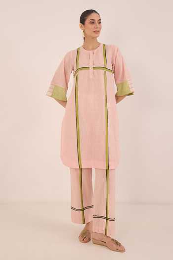 Shivani Bhargava Gul Shepherd Checked Stripe Kurta & Pant Set 